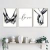 Frameless Black White Romantic Hand In Hand Canvas Paintings Love Quotes Wall Art Poster Printed Picture For Home Wall