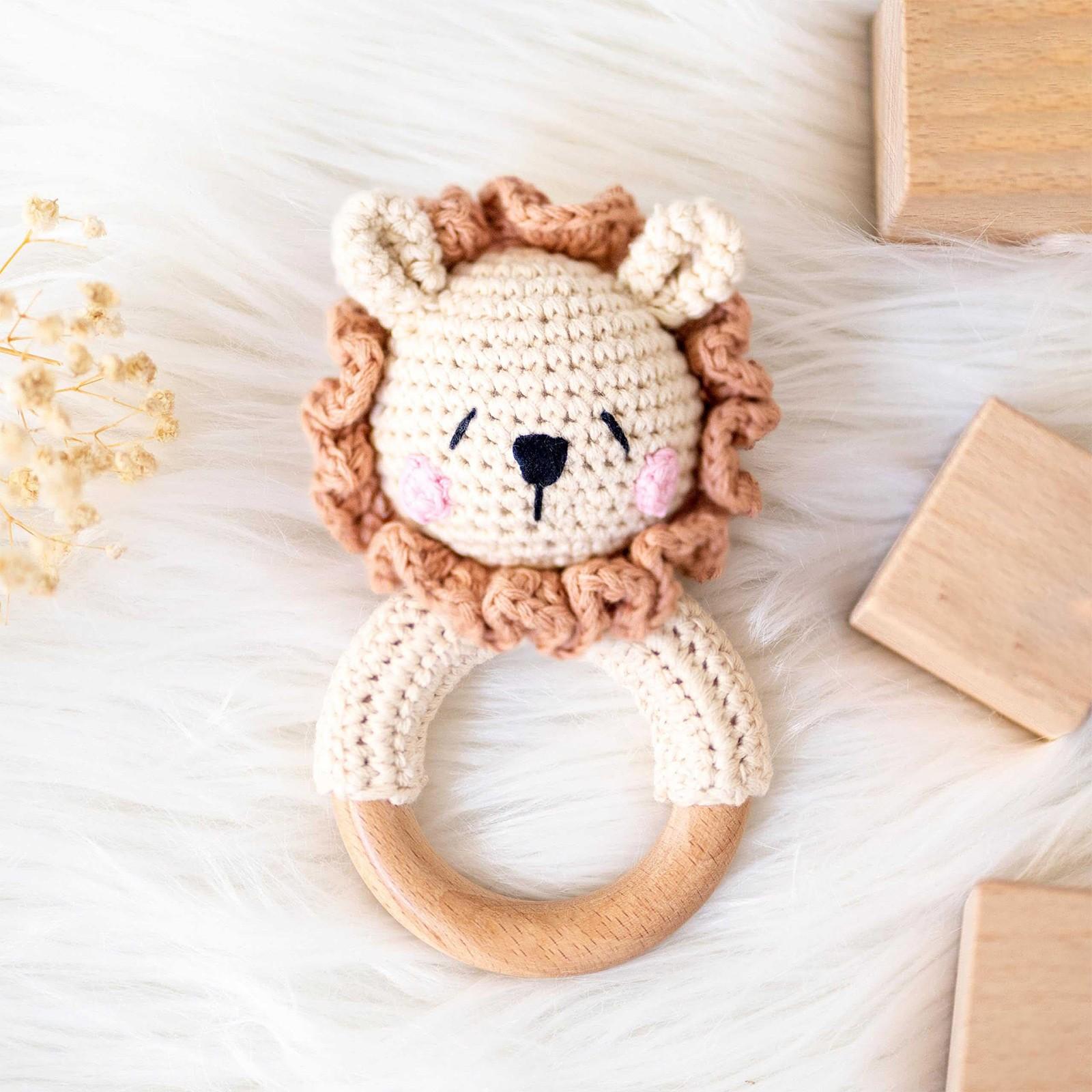 

Дитяча брязкальце Ручна робота Дерев яна Вовняна В язана гачком Брязкальце Заспокійлива Іграшка для прорізування зубів Ручна брязкальце Подарунок One Size