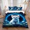 3-teiliges Anime-Katzen-Bettwäscheset - Enthält einen Bettbezug und zwei Kissenbezüge (Kein Kern) - Perfekt für die Dekoration von Schlafzimmer und Gästezimmer, festlich
