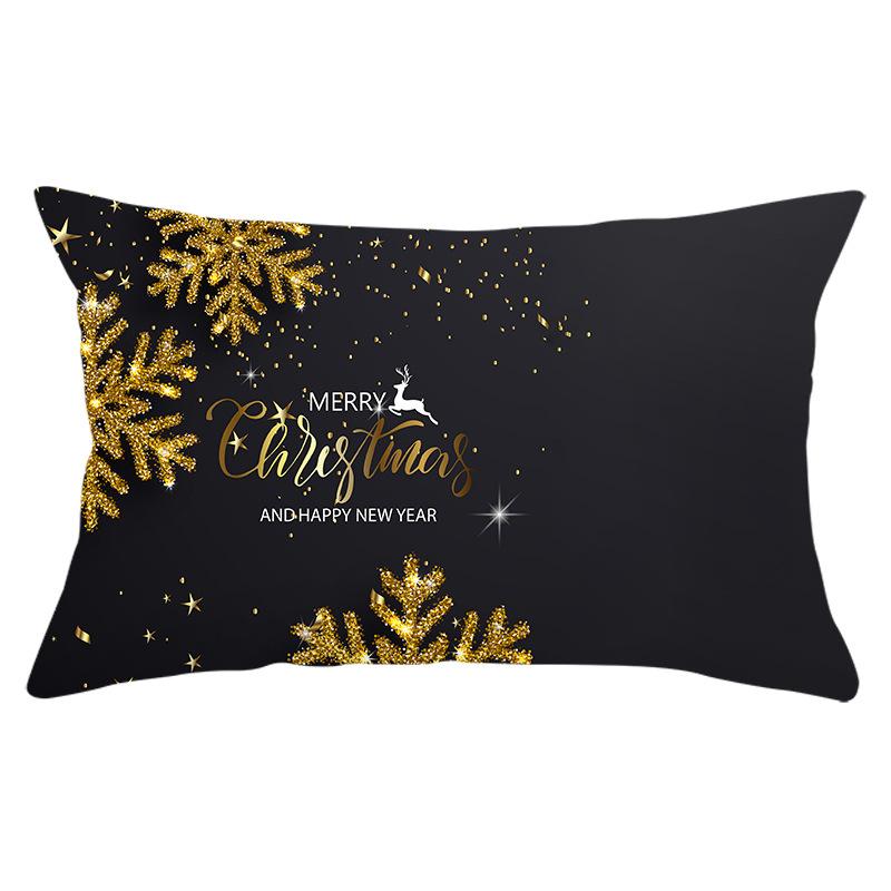 New Black Gold Series Christmas Peach Skin Print Waist Pillow Cover Home Accessories Cushion Cover Sofa Cushion Cover
