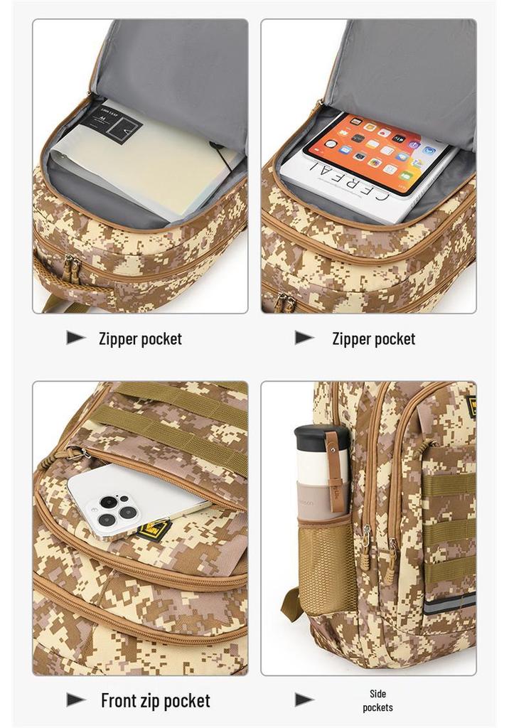 Large Capacity Men's Outdoor Sports Mountaineering Backpack - Camouflage Tactical School Bag