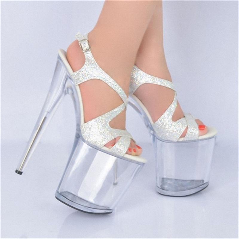 White sandals women's 2025 new summer simple temperament transparent crystal high heels stiletto sandals fairy style
