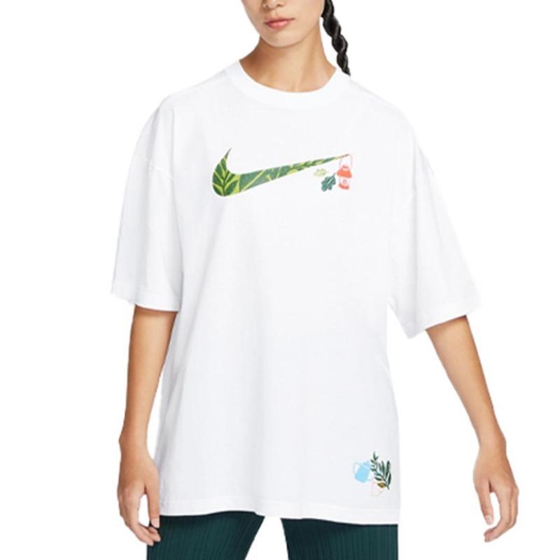 Nike Sportswear Women's Printed Loose Fit Cotton T-Shirt White FN3711-100