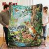 Magical Forest Wildlife 2D Flat Pattern Flannel Blanket High Quality All Seasons Warmth and Comfort Perfect for Christmas Gifts.
