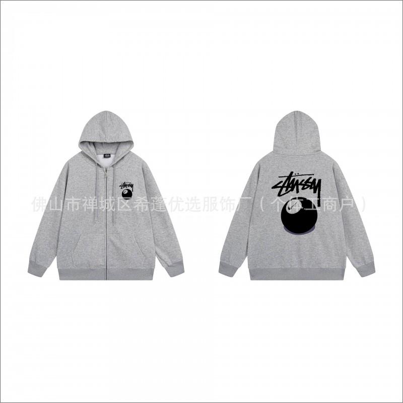 Hooded Zip-Up Sweatshirt Men Women Letter Print Loose Fit Casual Streetwear