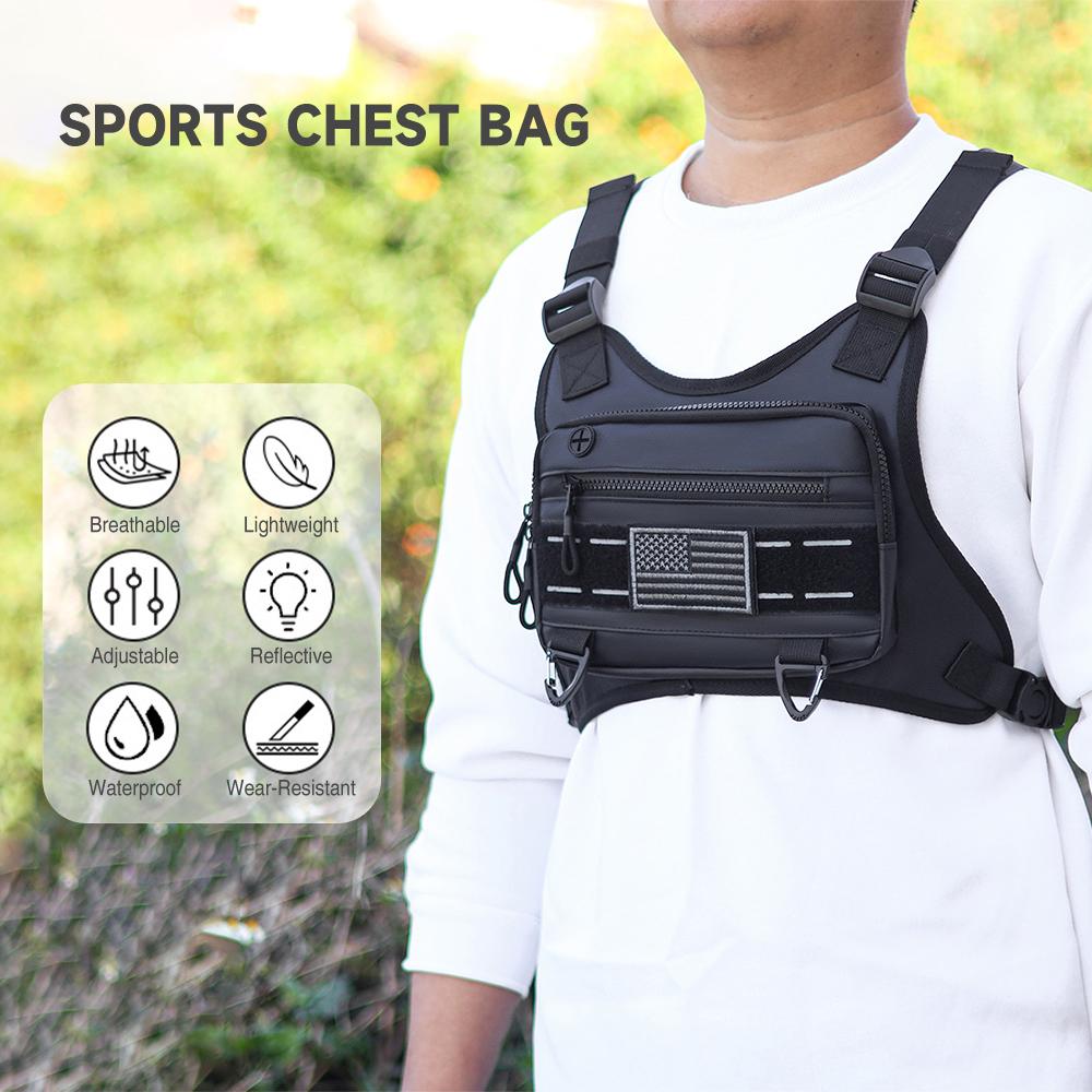 Breathable Sports Chest Bag Water Resistant Reflective Front Running Vest Bag for Men