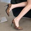Fashion Women's New Autumn Thin Heel Single Shoes Pointed Shallow Mouth Flannelette Anti-slip Wear-resistant High-heel Low-top Shoes