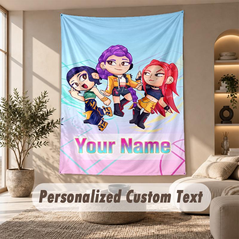 Tapestry Custom Name Text, Wall Hanging Tapestry Home Room DecorKpop Demon Hunters