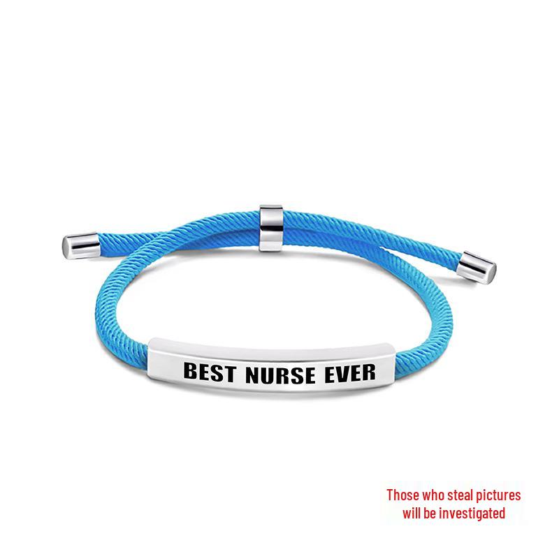 Multi-Color Engraved Stainless Steel Rope Bracelet: Nurse's Day Commemorative Christmas Gift