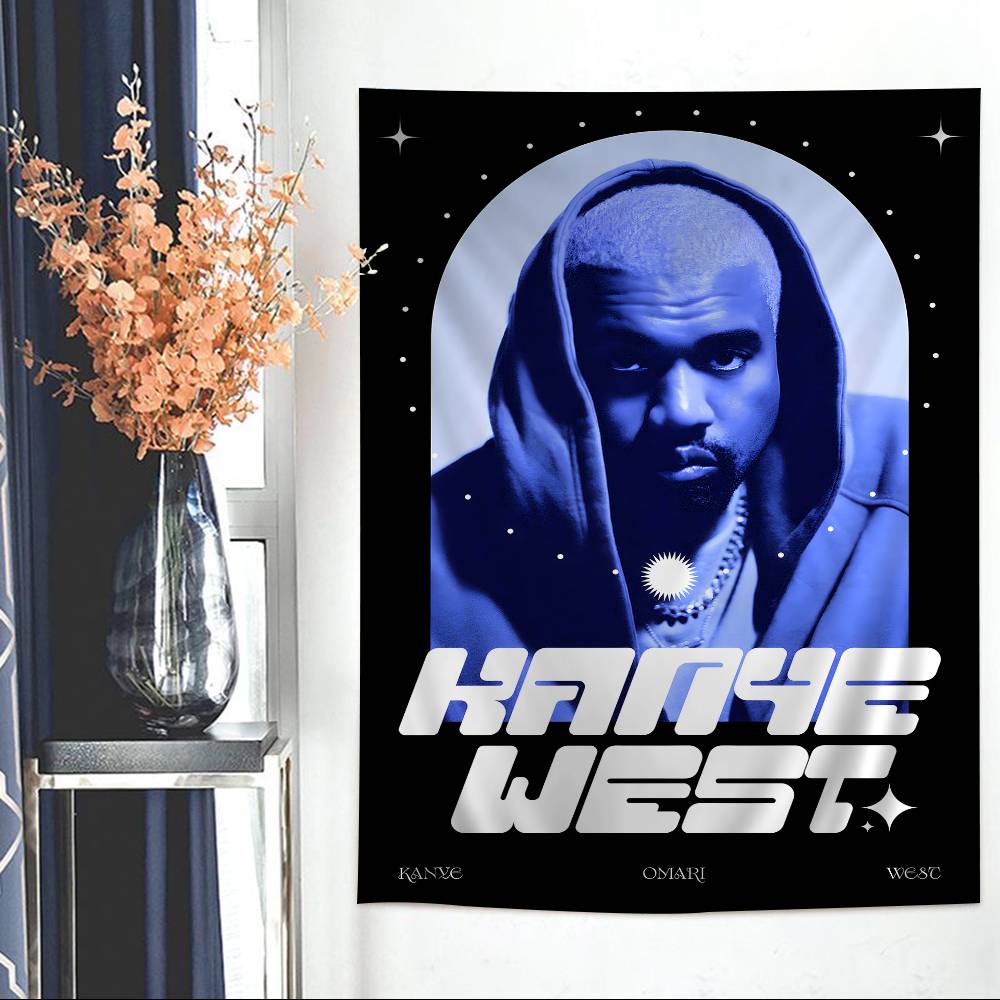 KKanye WWest YYe Rapper Anime Tapestry Hippie Flower Wall Carpets Dorm Decor Cheap Hippie Wall Hanging