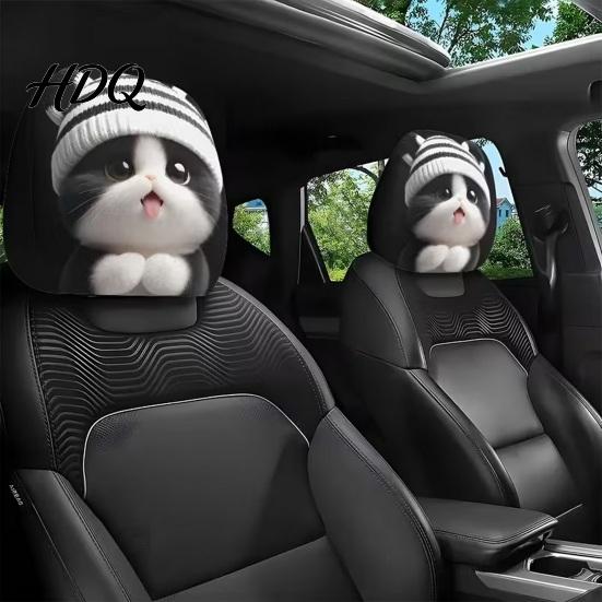 Universal Fit Auto Headrest Covers Scary Ghost Face Car Covers Funny Expression Seat Decor Protectors for SUV Truck Elastic Vehicle Interior