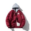 Unisex Thickened Winter Jacket With Embroidery Stand Collar Zipper Front Long Sleeve Teens Adults