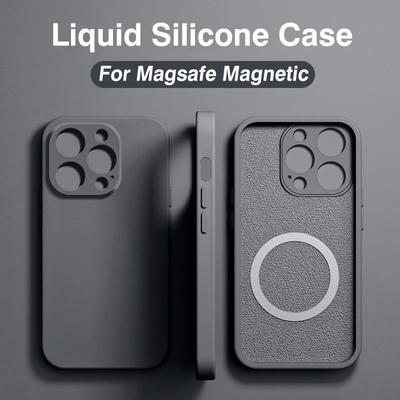 Original For Magsafe Magnetic Case For iPhone 15 14 13 12 11 Pro Max 8 Plus Liquid Silicone Case XR X XS Wireless Charging Cover