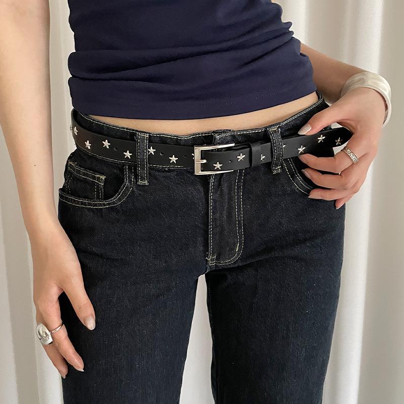 Women'S Belt Fashionable Rivet Belt Personalized Needle Buckle Belt Street Trend Punk Hiphop Style Y2K Belt With Jeans Belt