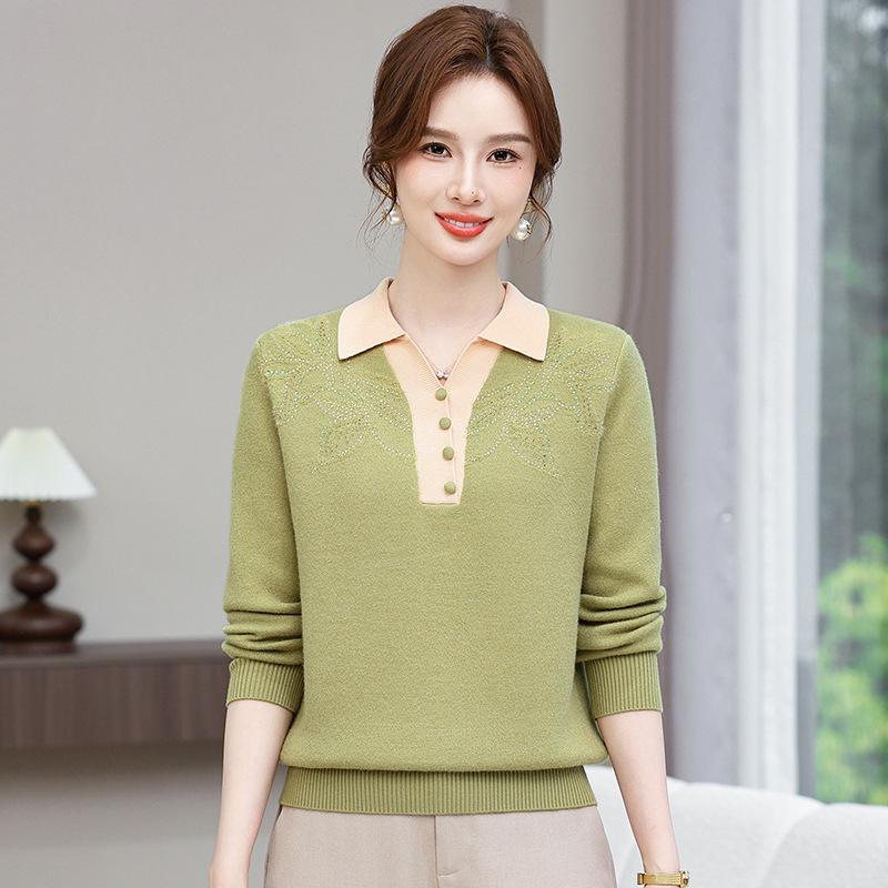 Winter Lapel Knit Sweater - 2024 Fashion for Middle-Aged & Elderly, Fleece-Lined for Autumn/Winter