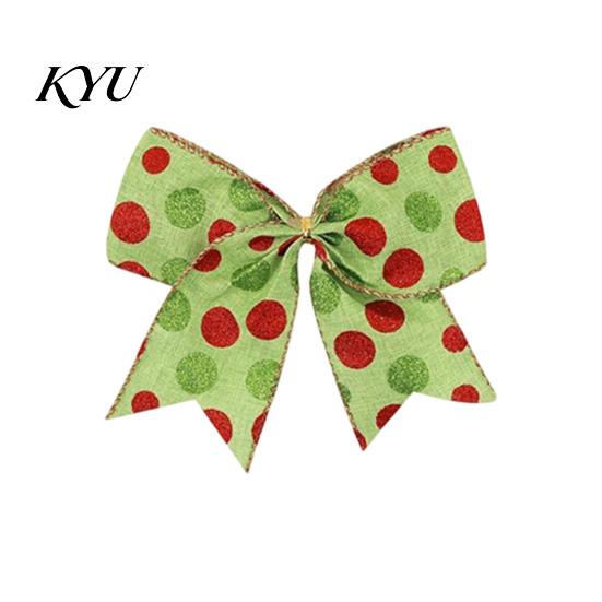 Holiday Wreath Ornament Ribbons 2Pcs Christmas Polka Dot Bow Decor, European Style Ribbon for Indoor Outdoor Festive Decorations Gift Box Tree Wreath,