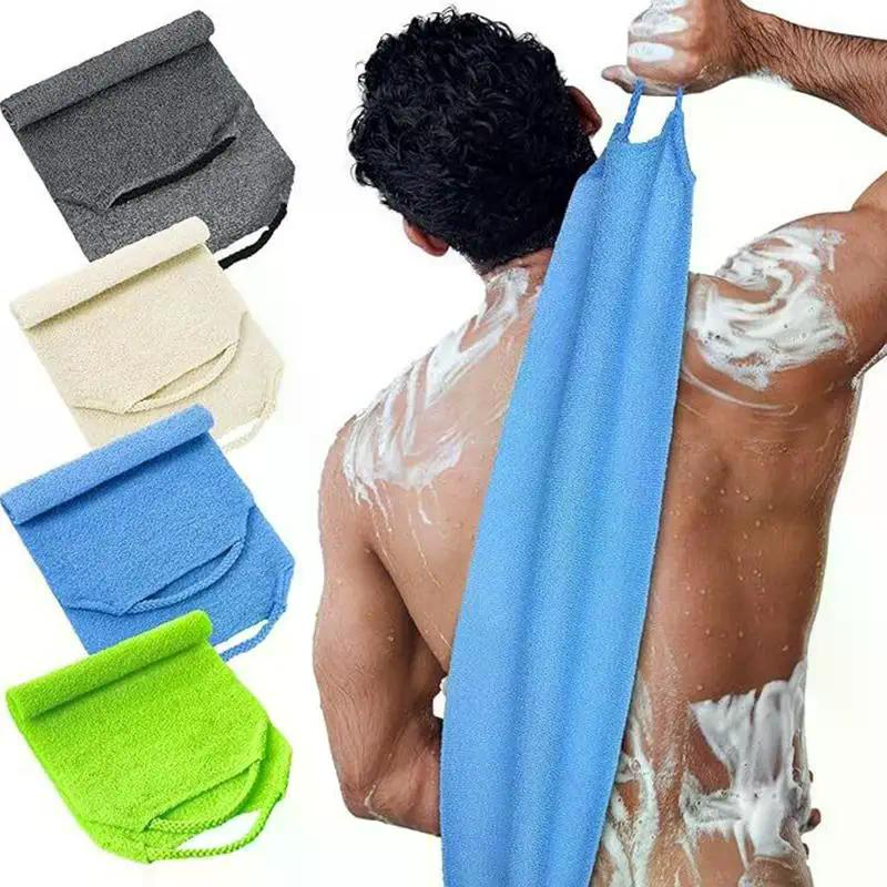 High Elasticity Frosted Long Shower Towel Shower Body Brush Bathing Massage Back Body Exfoliating Bathroom Wash Brush Bath Tools