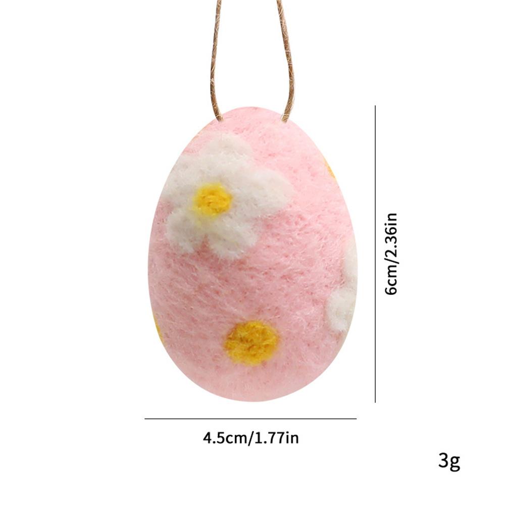 Wool Felt Foam Easter Eggs Happy Easter Hanging Ornaments Decorations Painted Flower Dot Eggs Pendant DIY Craft Gift Home Decor