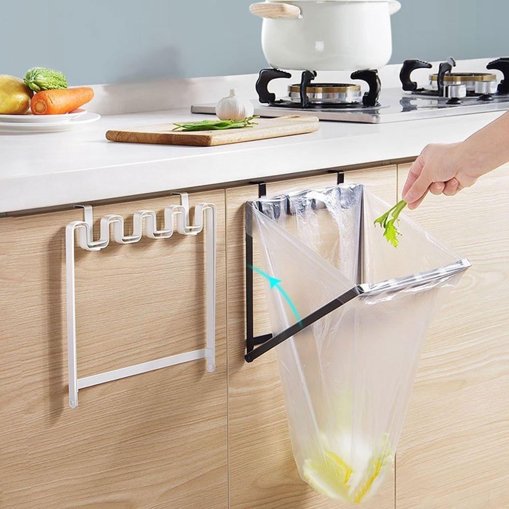 Over Cabinet Door Trash Bag Holder Foldable Garbage Bag Hanging Rack  Kitchen Cabinet