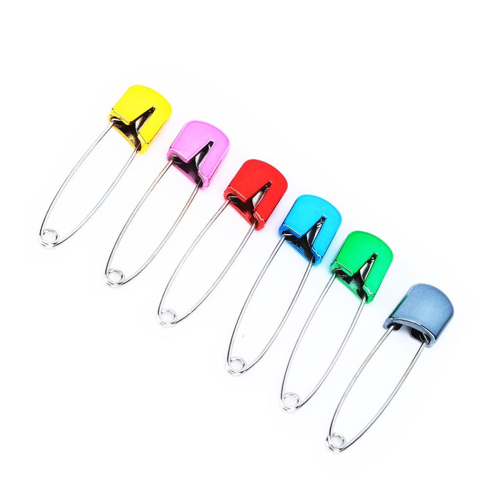 100pcs Stainless Steel Safety Pins Assorted Color Cloth Diaper Pins Safe Diaper Pins  For Knitting