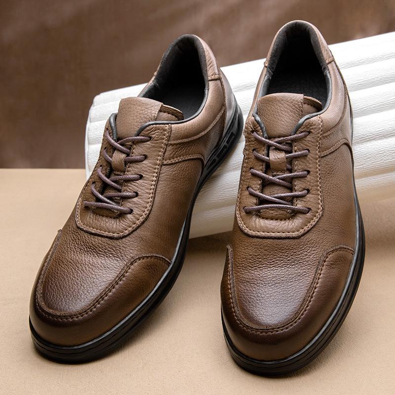 Handmade Business Casual Leather Shoes Men'S Genuine Leather British Style Soft Bottom Breathable First Layer Cowhide Men'S Shoes
