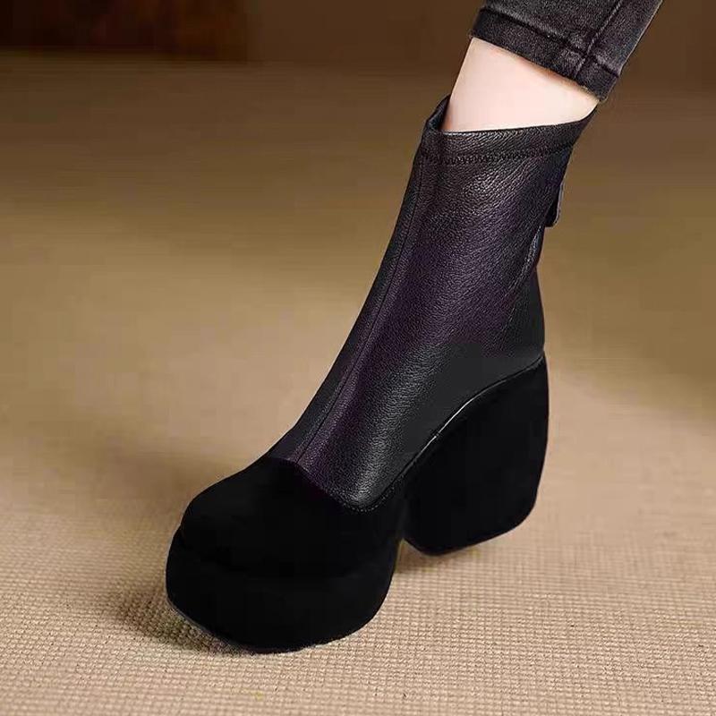 Fashion High Heels Women Ankle Boots Platform Fashion Shoes Casual Cozy Woman Boots 2025 Winter Designer Goth Chelsea Botas Femme Shoes