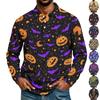 Herren Langarmshirt Halloween-Print Lockerer Schnitt Lässiges Oberteil