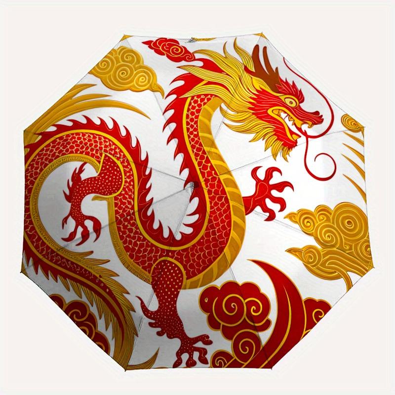 

1pc Dragon Pattern Automatic Open, Sturdy Iron Frame, Compact Folding Design, All-Season Portable Umbrella for Women & Men yy250801063