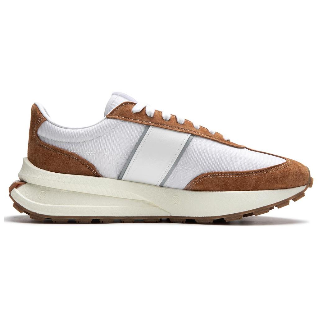 Li Ning Light Boat Reflective Shock Absorbing Non-Slip Low Top Casual Running Shoes Unisex sneaker White Brown AZGU081-8