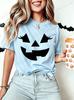 Funny Evil Pumpkin Face Halloween Women Tees Funny Spooky Season Tshirt Female Clothes Short Sleeve Tops Fashion Graphic Shirt