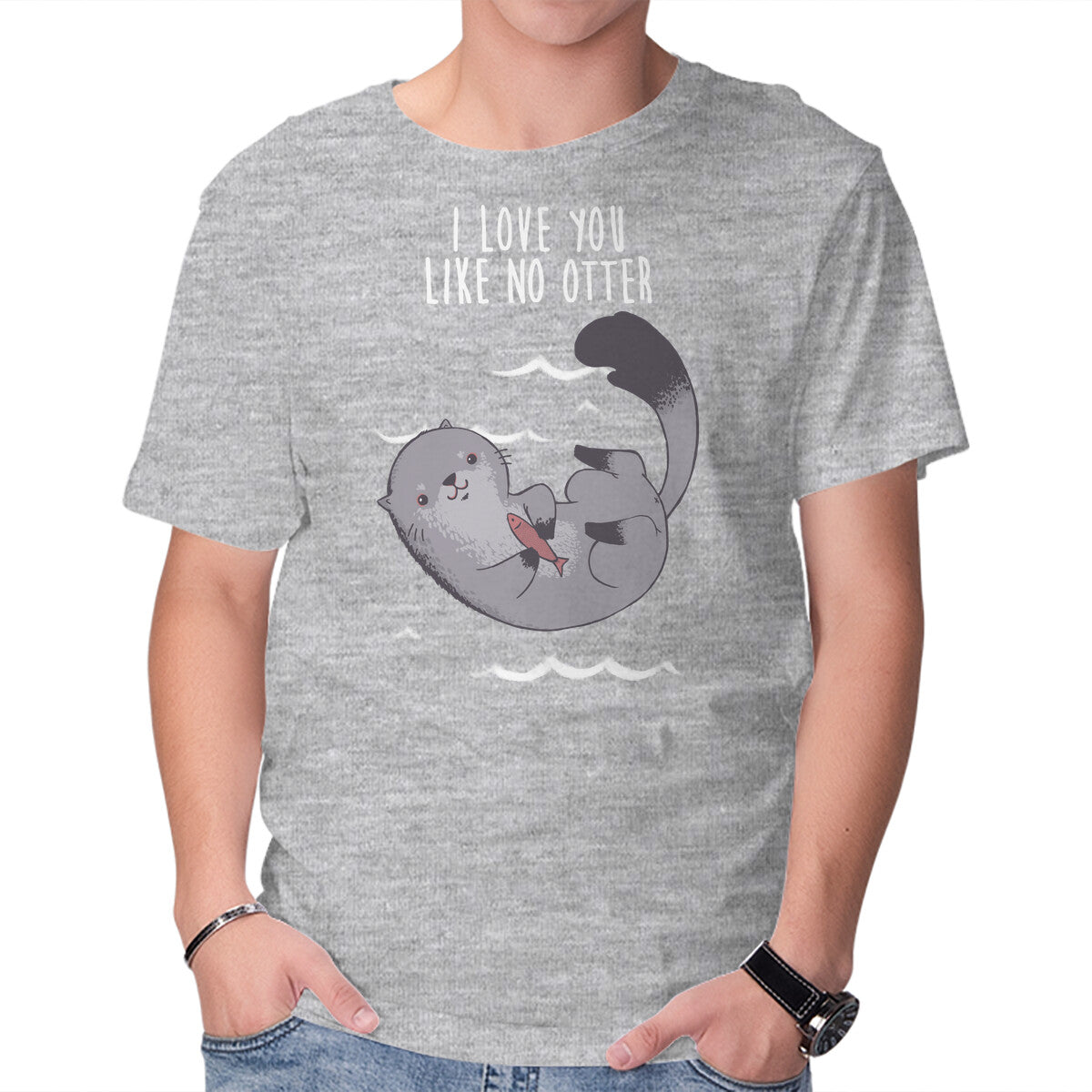 Unisex Crew Neck T-Shirt Like no Otter Graphic Short Sleeve Casual Tee L
