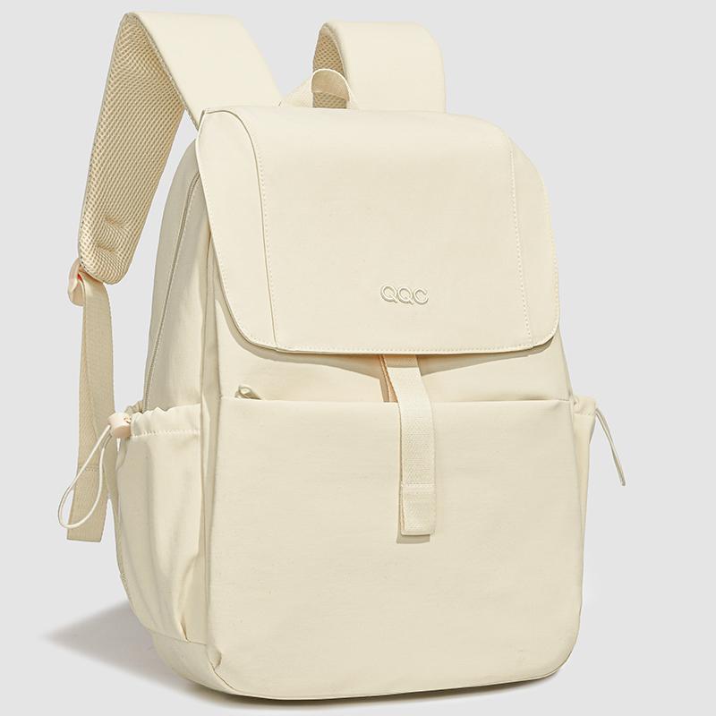 Minimalist Nylon Backpack for Women – Lightweight & Water-Resistant Design with Front Flap and Side Pockets, Perfect for Daily Use