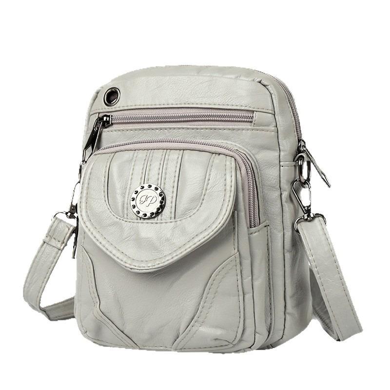 Women's small square bag, new washed leather shoulder messenger bag, women's bag, free mother bag, multi-layer bag.