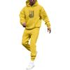 Men's Solid Color Flag Print Hooded Universal Versatile Hooded Sweatshirt Sweatpants Casual Sports Suit