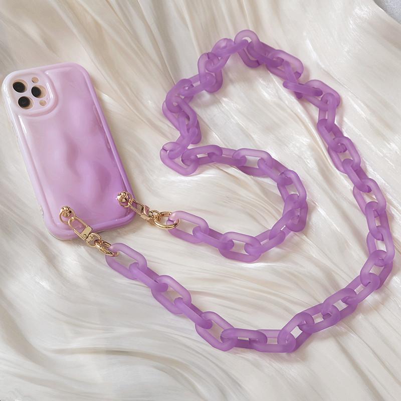 New Phone Chain Accessory Detachable Parts Neon Candy Matte Crossbody Resin Luxury Strap Phone Case Chains Acrylic Shoulder Lanyard Hanging Chain