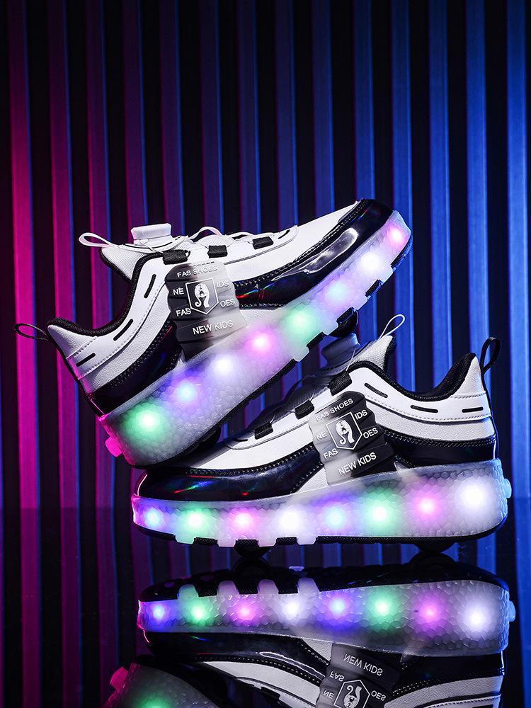 LED Light-Up Roller Shoes: Single/Double Wheel Wheeled Skates for Students