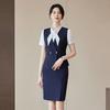 Women's Dark Blue Hotel & Restaurant Uniform 3-Piece Vest Set