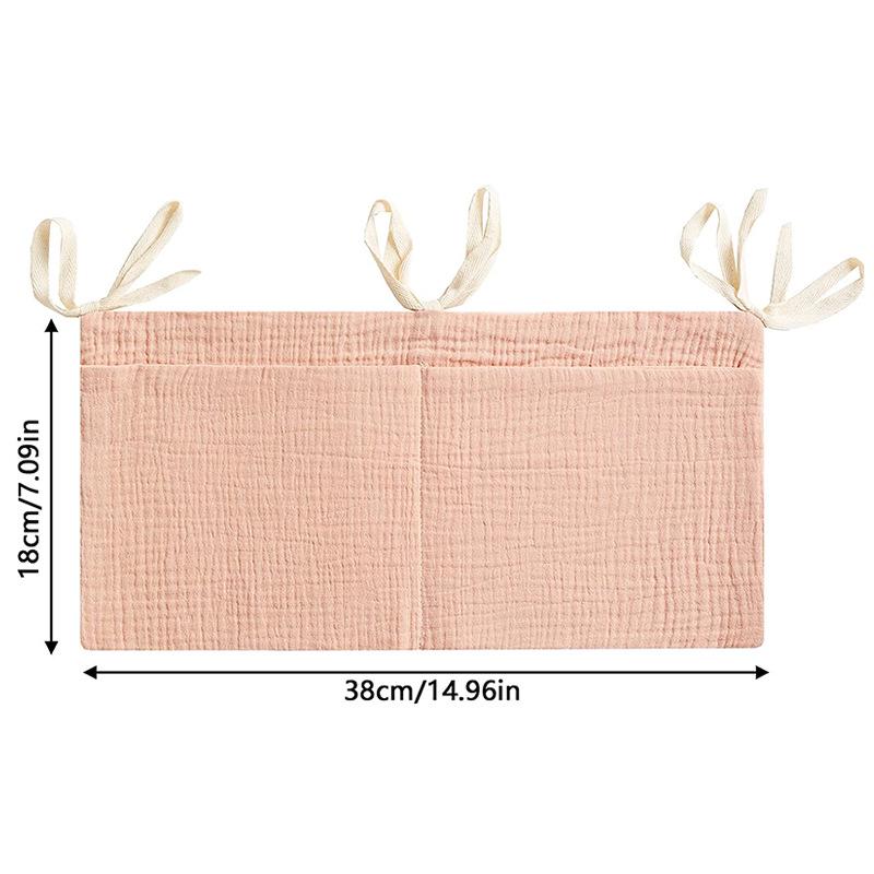 Pure Cotton Crepe Baby Crib Storage and Diaper Hanging Bag - Multiple Colors