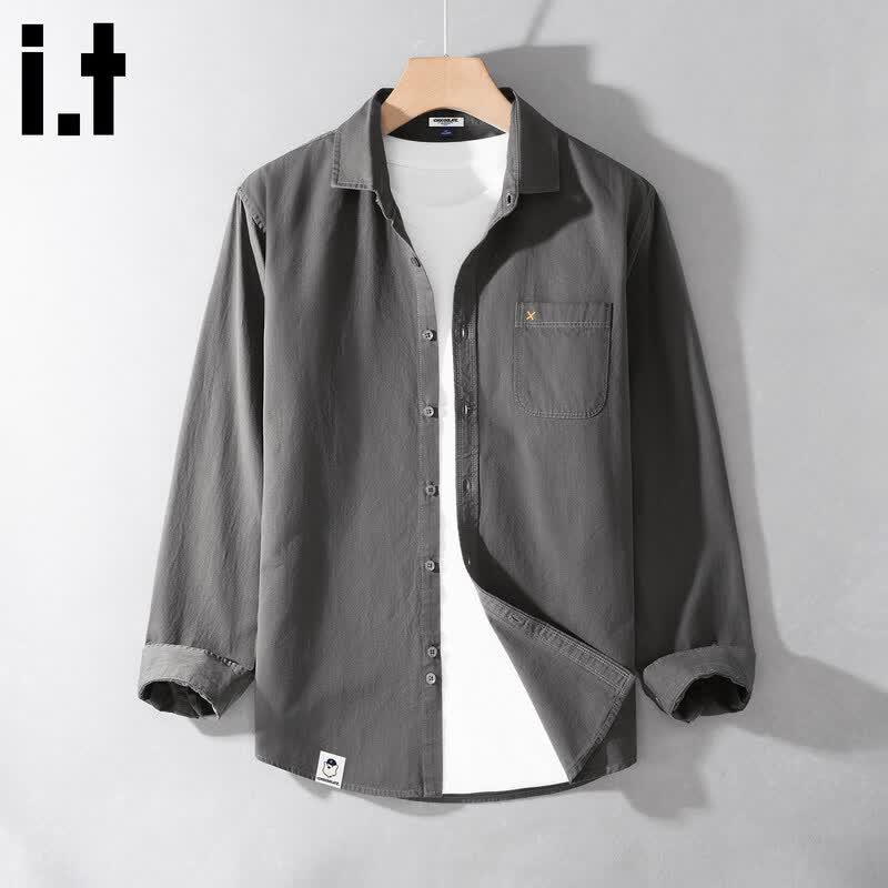 CHOCOOLATEit Men s Loose Fit Pure Cotton Breathable Long Sleeve Shirt L
