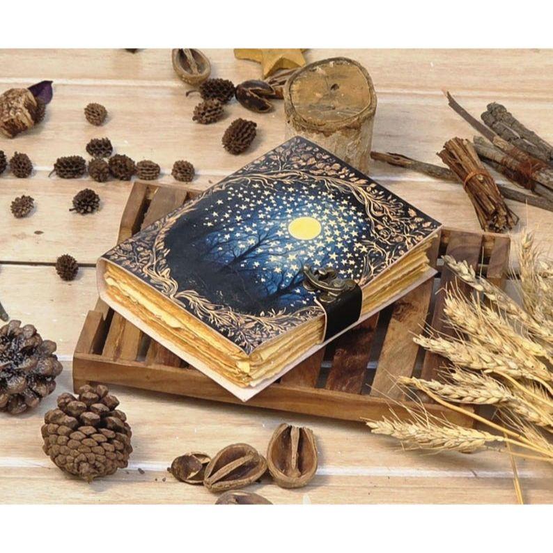 Tree of Life Leather Grimoire Journal: Antique Deckle Edge Paper