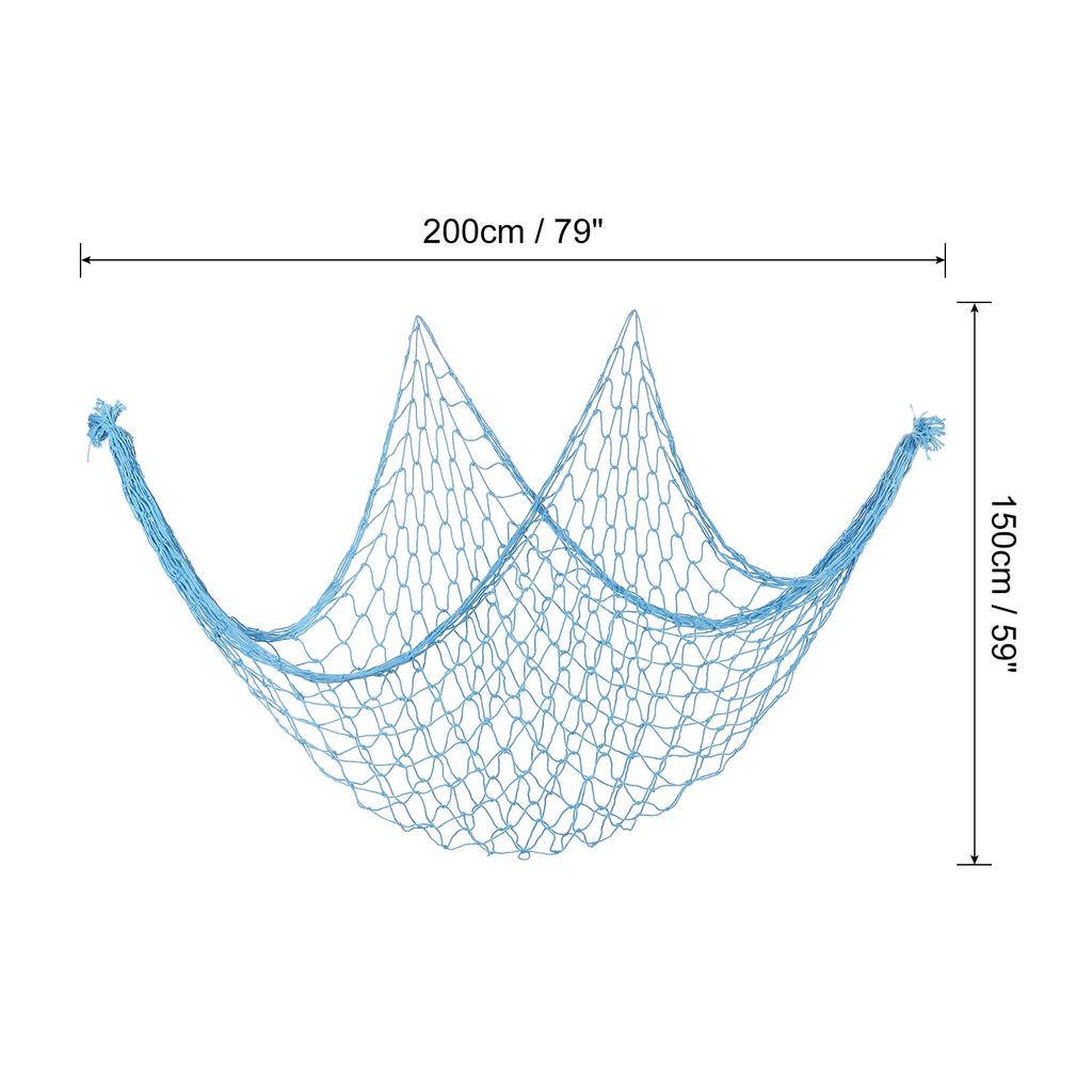 Fishing Net Decor, 80" x 60" Mediterranean Style Photographing Decoration Natural Fish Net Party Accessory for Home Bedroom