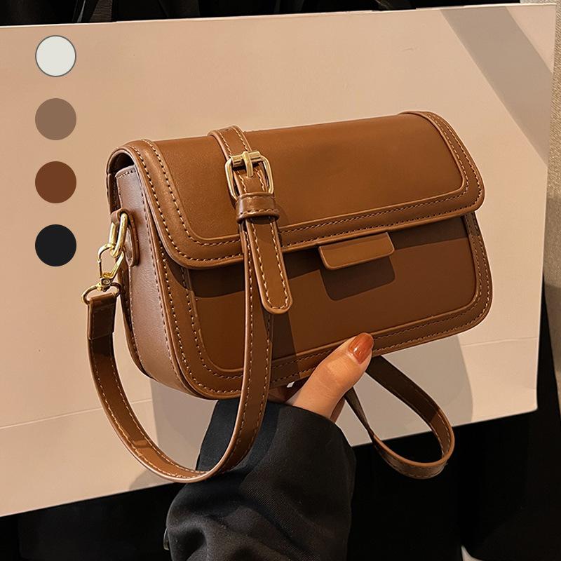 Bag women's autumn new trendy fashion contrasting color single shoulder underarm small square bag texture retro oblique span bag