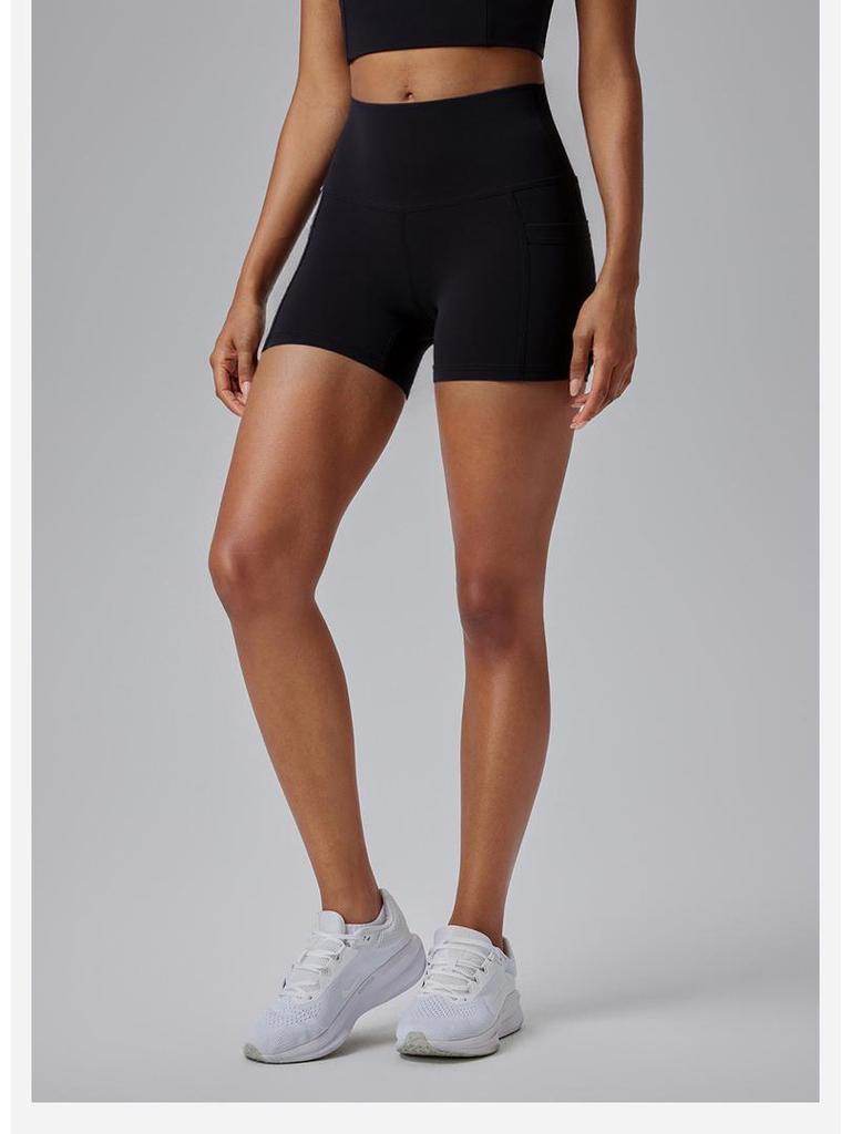 Women's Quick-Dry Stretchy Sports Shorts with Side Pocket for Yoga and Tennis