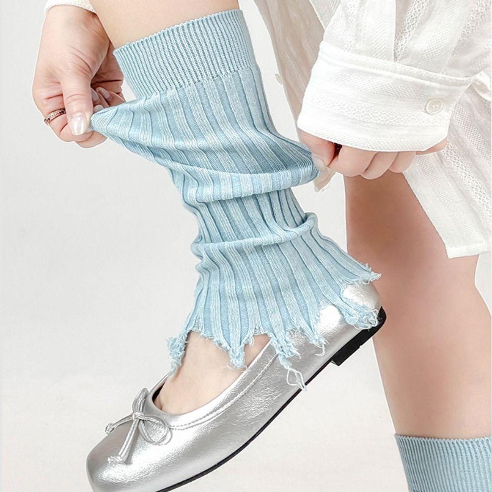 Fashion Wasteland Style Knitted Sock Covers High Elastic Knitted Pile Socks Sweet Style Y2K Socks Girls Fashion