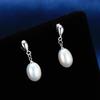 HENGSHENG 925 Sterling Silver Drop Earrings for Women Girls Rice Shape 7-8mm Natural Freshwater Pearl Earrings Jewelry Gift