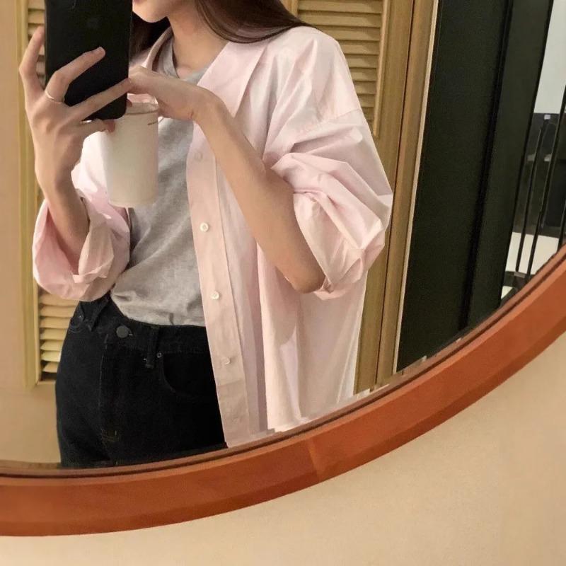 Pink French Long-sleeved Sunscreen Shirt and Jacket for Women to Wear in Spring New Style Shirts High-end Spring and Autumn Tops