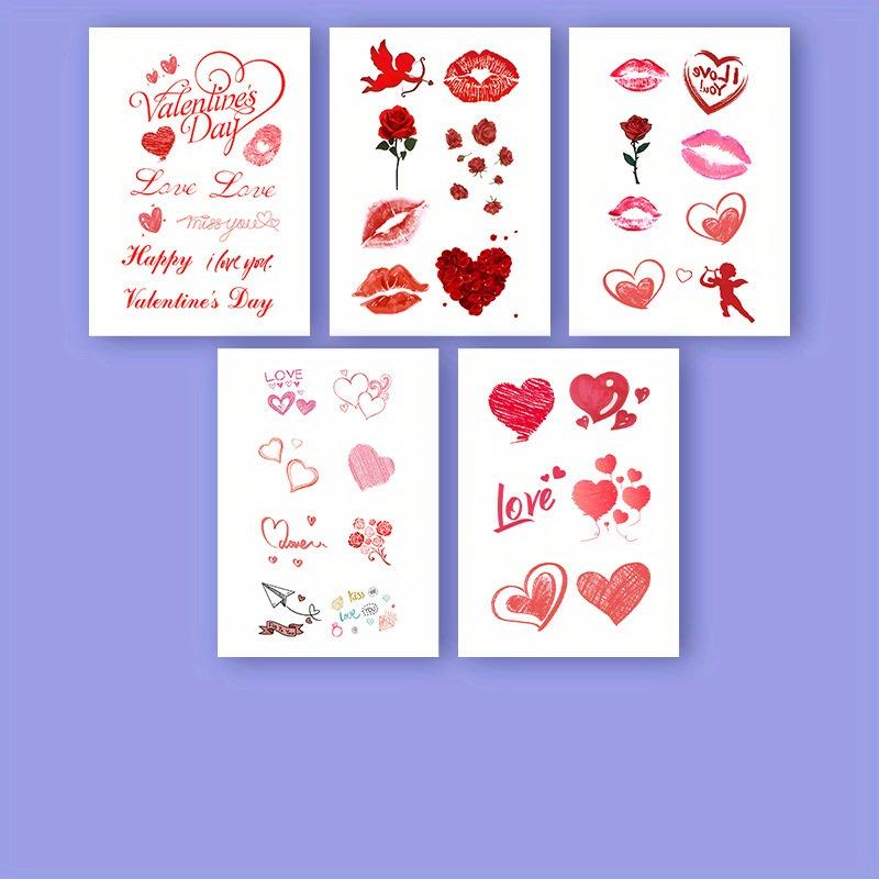 5pcs/1set, Love Themed Party Stickers, Holiday Date, Couple Confession Disposable Stickers, Featuring 40 Unique Designs.
