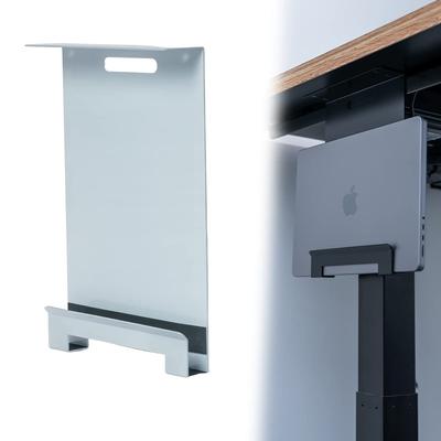 Techyou Laptop PC Stand Desk Side Under Desk Storage Vertical Steel Desk Under PC Stand (White)