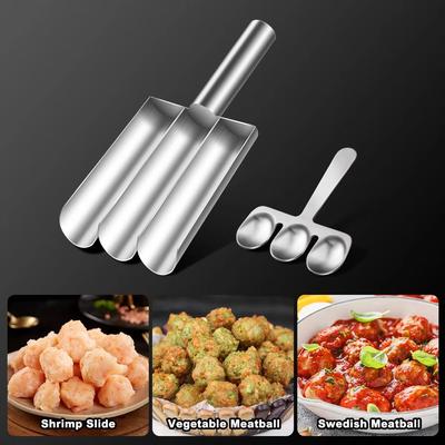 Stainless Steel Meatball Maker with Non-Stick Meat Baller Spoon for Easy Homemade Meatball Kitchen Practical Tools