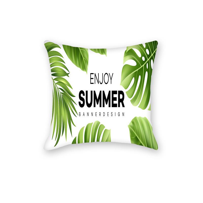 Natural Style Green Leaves Rainforest Pillow Home Sofa Printed Letters Green Cushion Pillow Cover